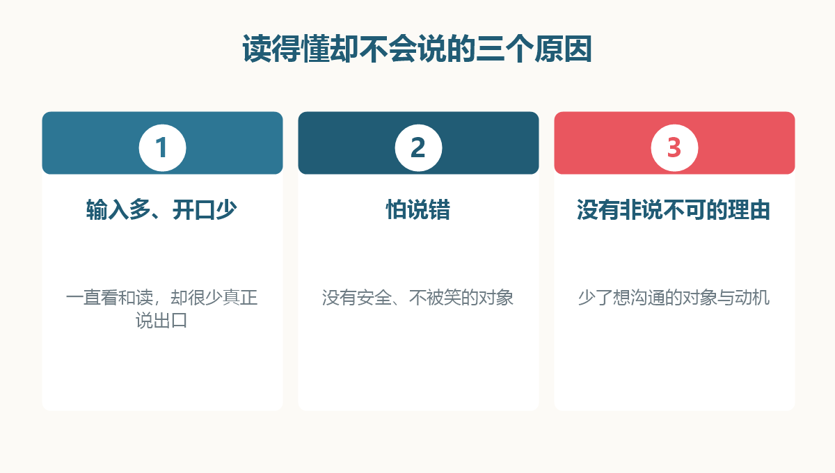 读得懂却不会说的三个原因