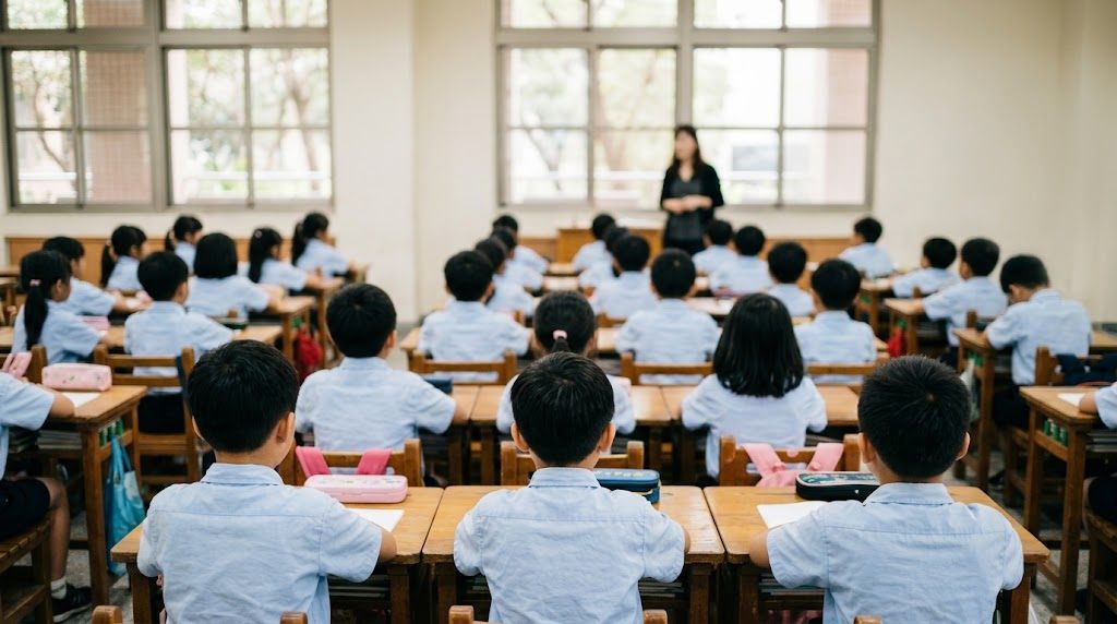 台湾小学教室里孩子上课的情景
