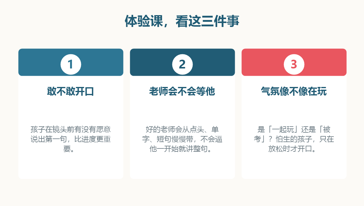 体验课要观察的3件事(敢不敢开口/老师会不会等他/气氛像不像玩)