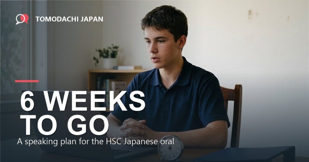 A Year 12 student practising for the HSC Japanese oral exam at home