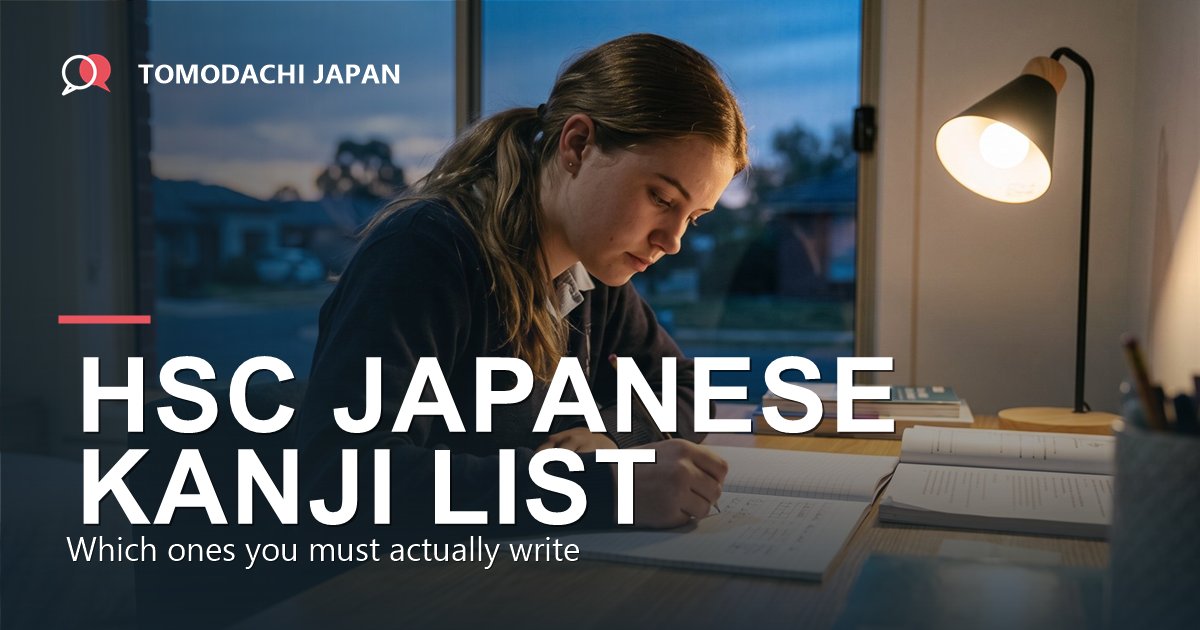 A senior student practising Japanese kanji by hand at a study desk