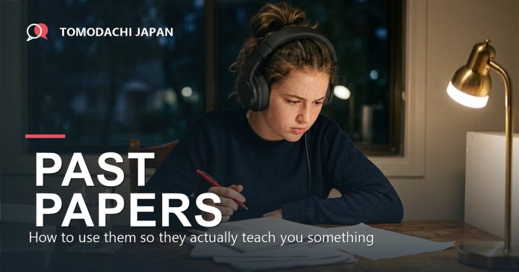 A Year 12 student working through an HSC Japanese Continuers past paper at night