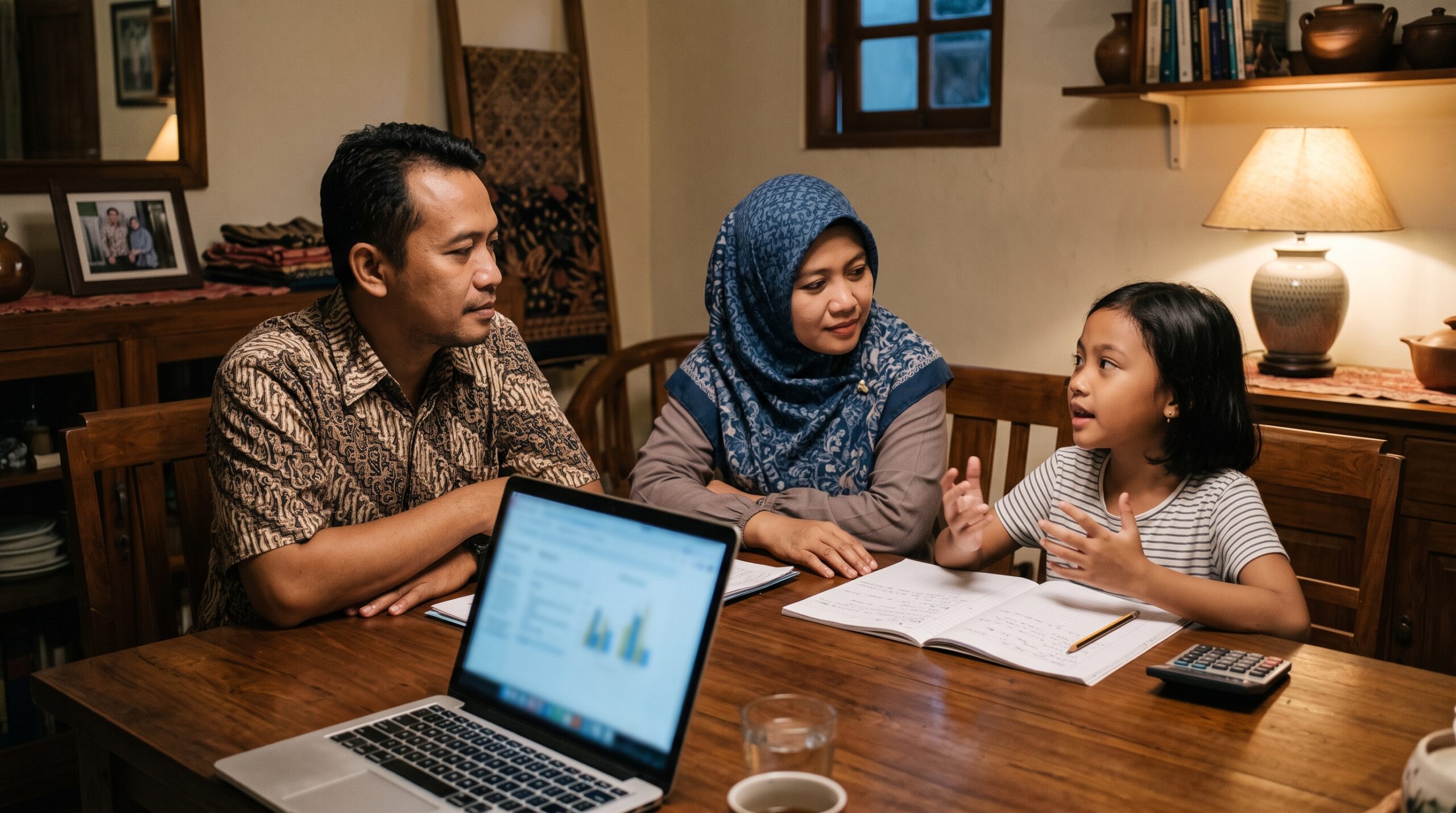 Keluarga di Jogja mendiskusikan pilihan kursus bahasa Jepang untuk anak