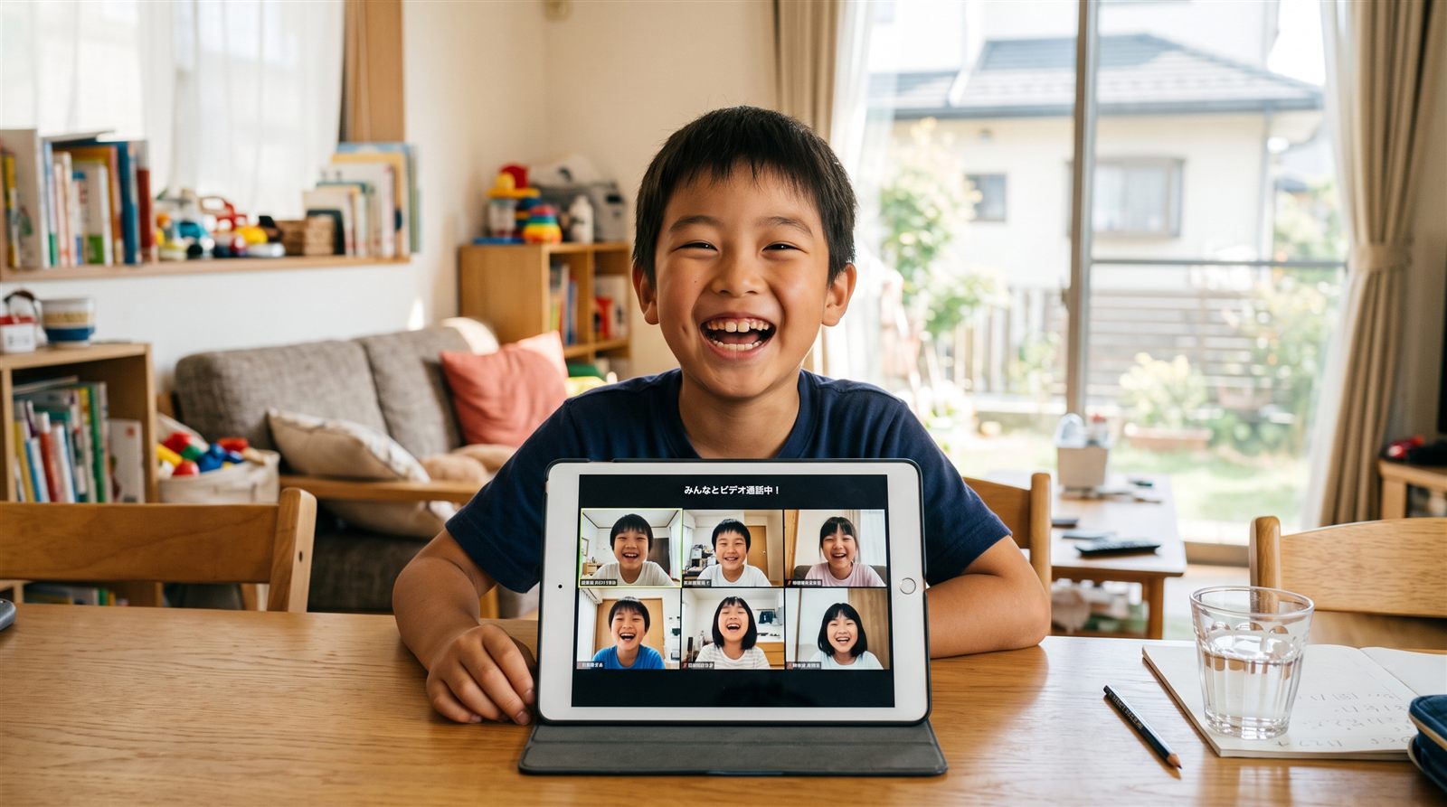 オンラインの少人数クラスで、同世代の友達と日本語で意見を交わしながら学ぶ海外在住の子ども