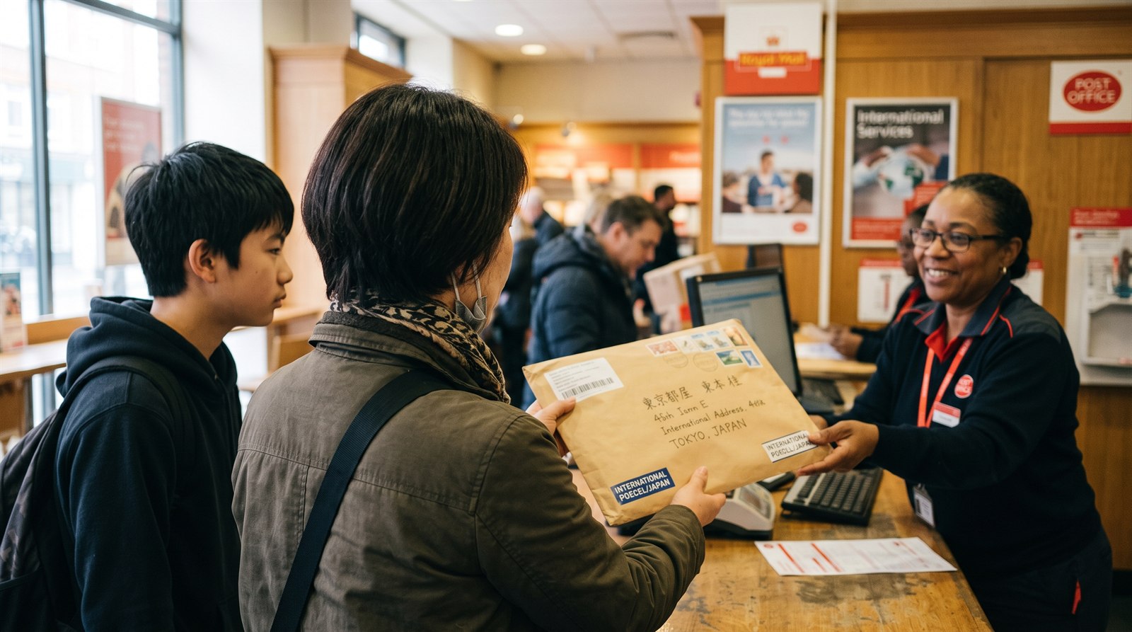 海外の自宅でノートパソコン越しに日本の同世代の友達と日本語で話しながら、志望理由書の下書きを見せ合う中学生