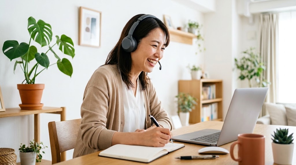 オンラインで子どもたちの少人数グループ授業を担任として進める日本語教師