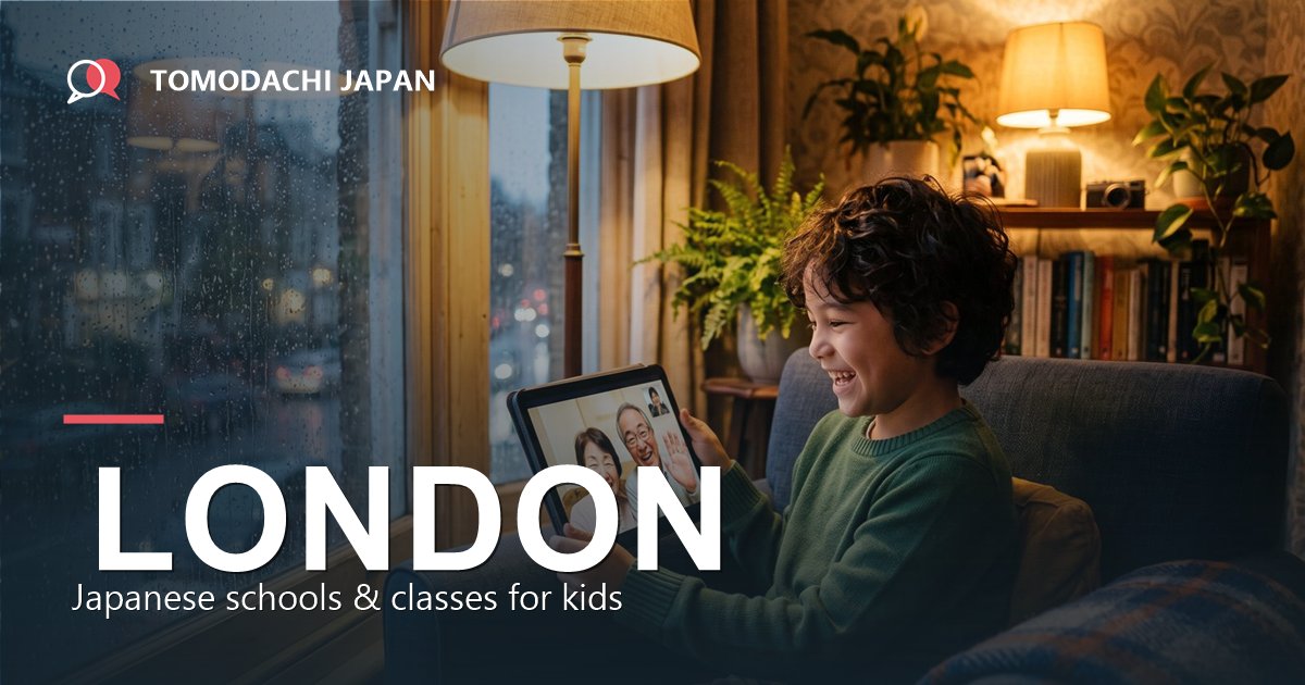 Child in London video-calling grandparents in Japanese