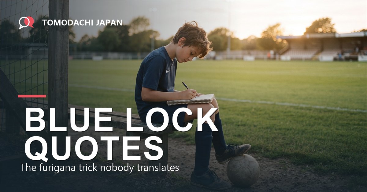 A boy in a football kit writing in a notebook on a pitch-side bench with a ball at his feet