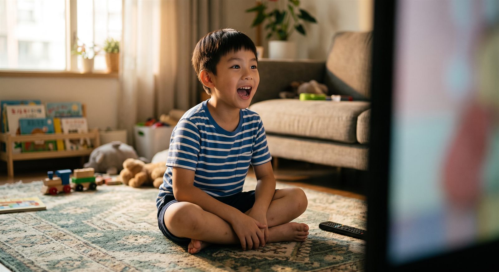 孩子看动漫时跟着念出日语形容词