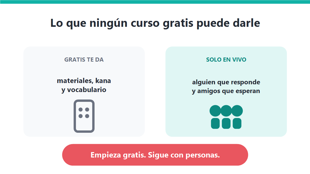 Comparación entre lo que dan los cursos gratis y lo que solo se consigue en una clase en vivo con otros niños