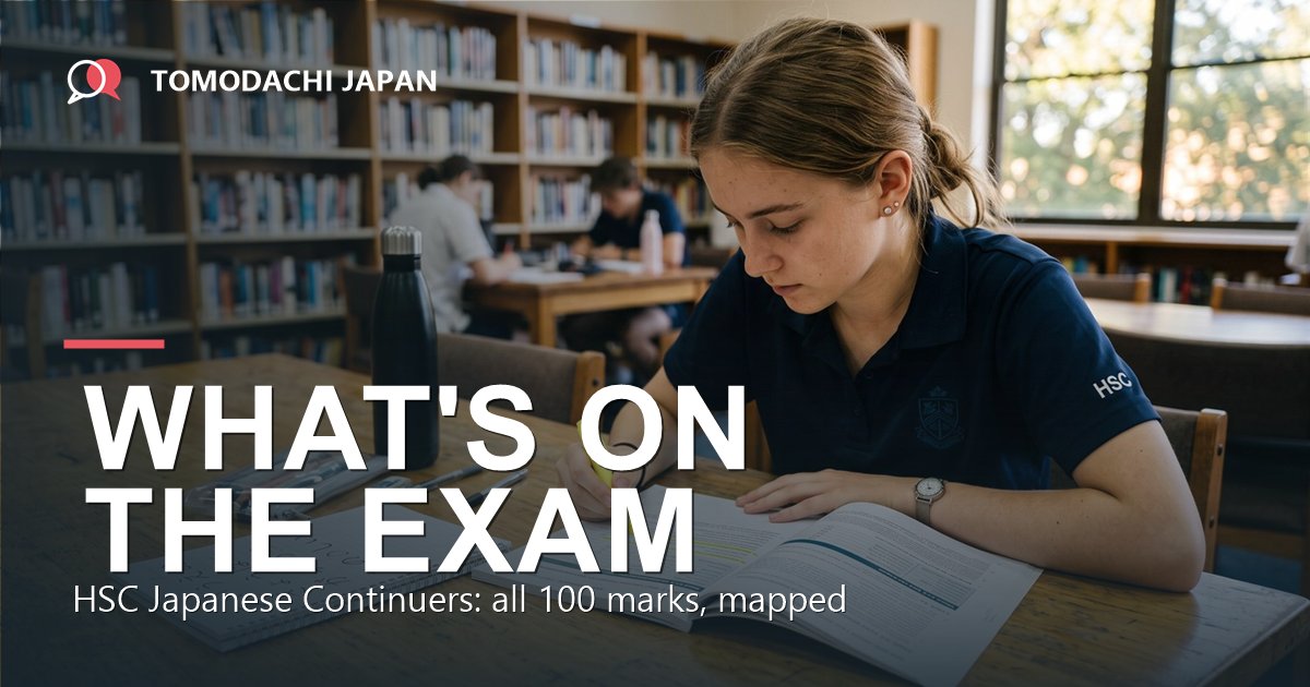 An Australian high-school student in navy uniform highlighting a mark allocation table in a printed exam syllabus at a school library desk