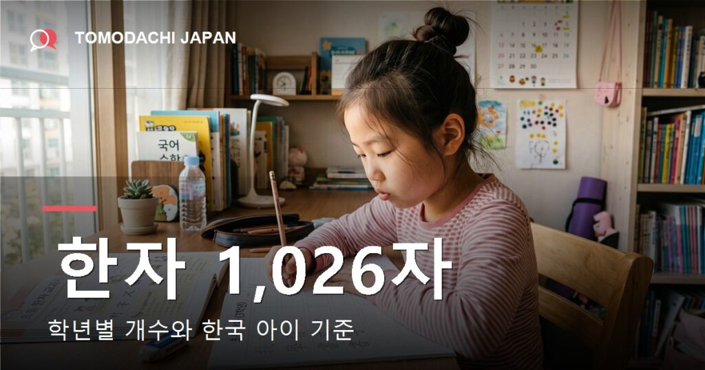 일본 초등학교에서 배우는 한자 1026자를 학년별로 정리한 안내 이미지