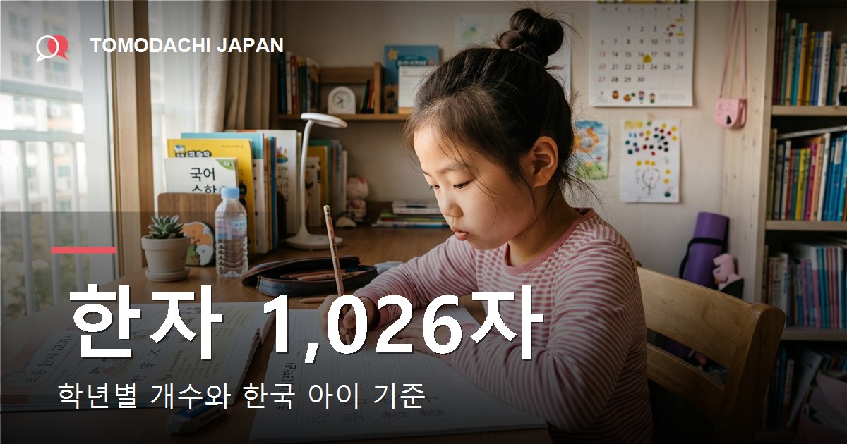 일본 초등학교에서 배우는 한자 1026자를 학년별로 정리한 안내 이미지