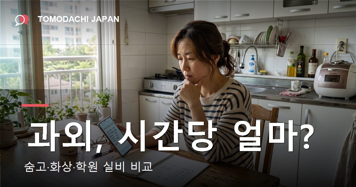숨고와 화상 수업, 학원의 일본어 과외 시간당 가격을 비교한 안내 이미지
