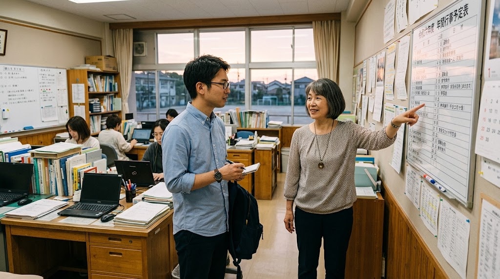 自宅から海外に住む日本人の子どもたちへオンライン授業をする日本の教員