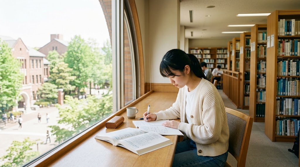 日本人学校の先生になる方法を調べながらノートに計画を書き出す若い教員