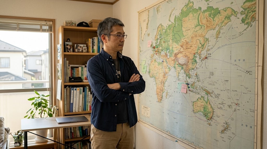 派遣期間や派遣先の通知時期を家族と相談しながら書き出す日本の教員