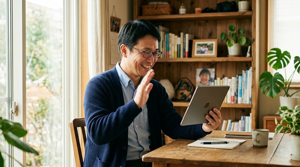 日本の自宅からシンガポールなど海外に住む子どもたちへオンラインで授業をする日本人教員