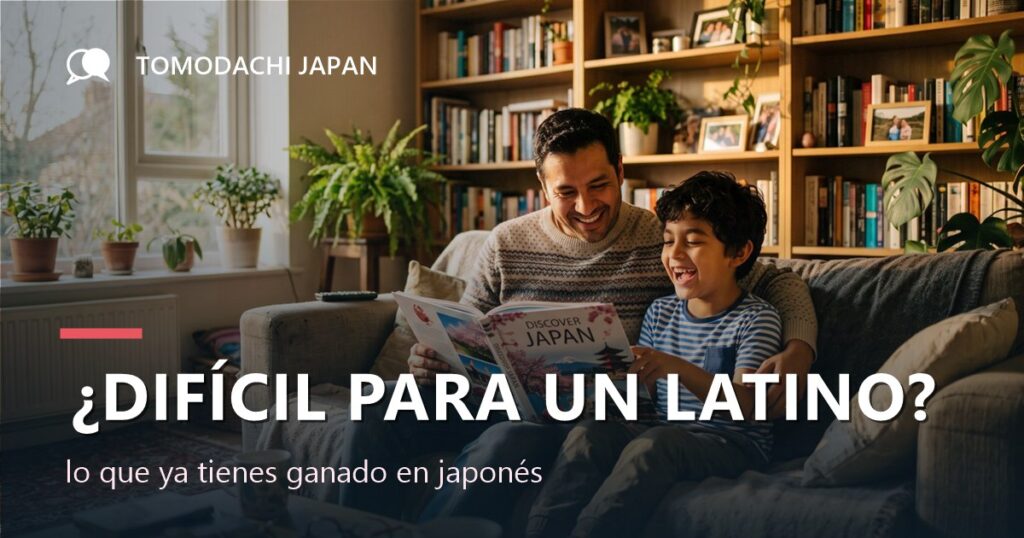 Cuadro con las ventajas del hispanohablante en japonés a la izquierda y las dificultades reales como los tres sistemas de escritura a la derecha