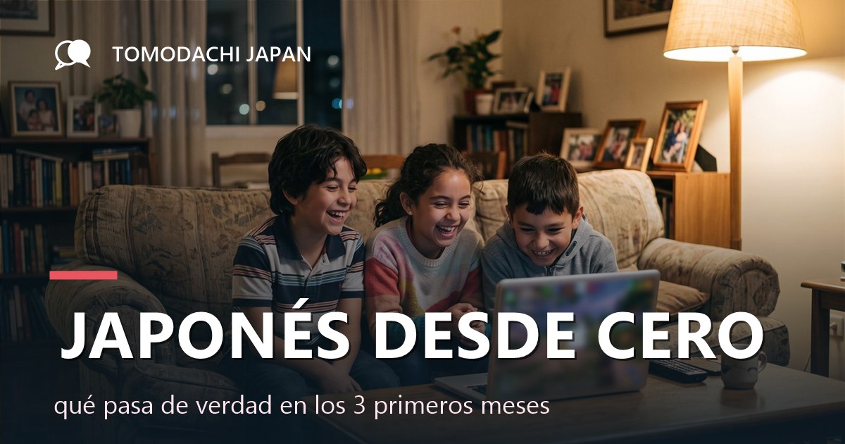 Esquema de los tres primeros meses de japonés para un niño: hiragana a mano, frases completas, katakana y el tramo en el que se abandona