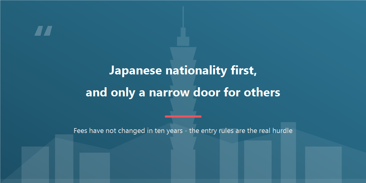 Japanese nationality first, and only a narrow door for others: the entry rules, not the fees, are the real hurdle